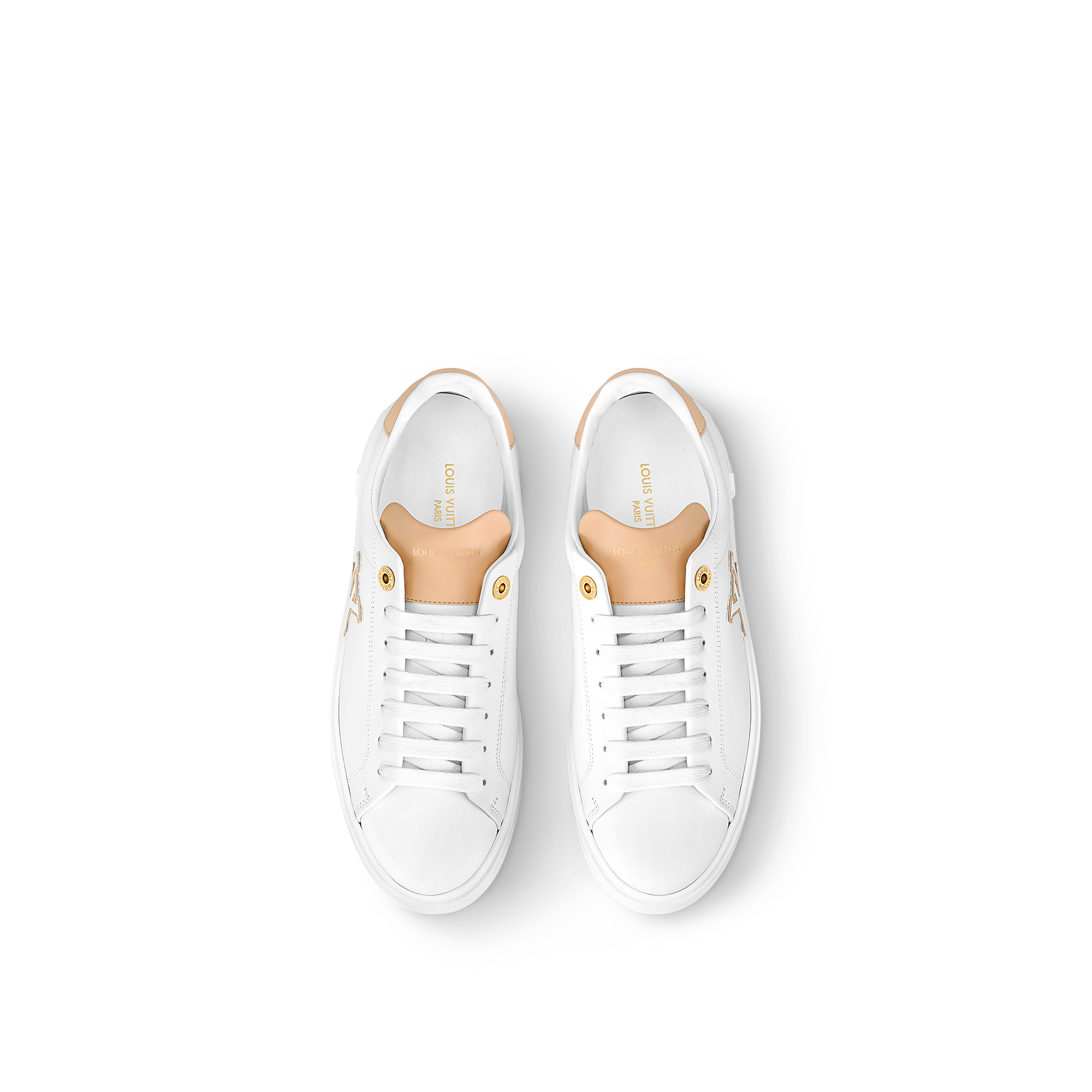 Louis vuitton white and clearance gold sneakers